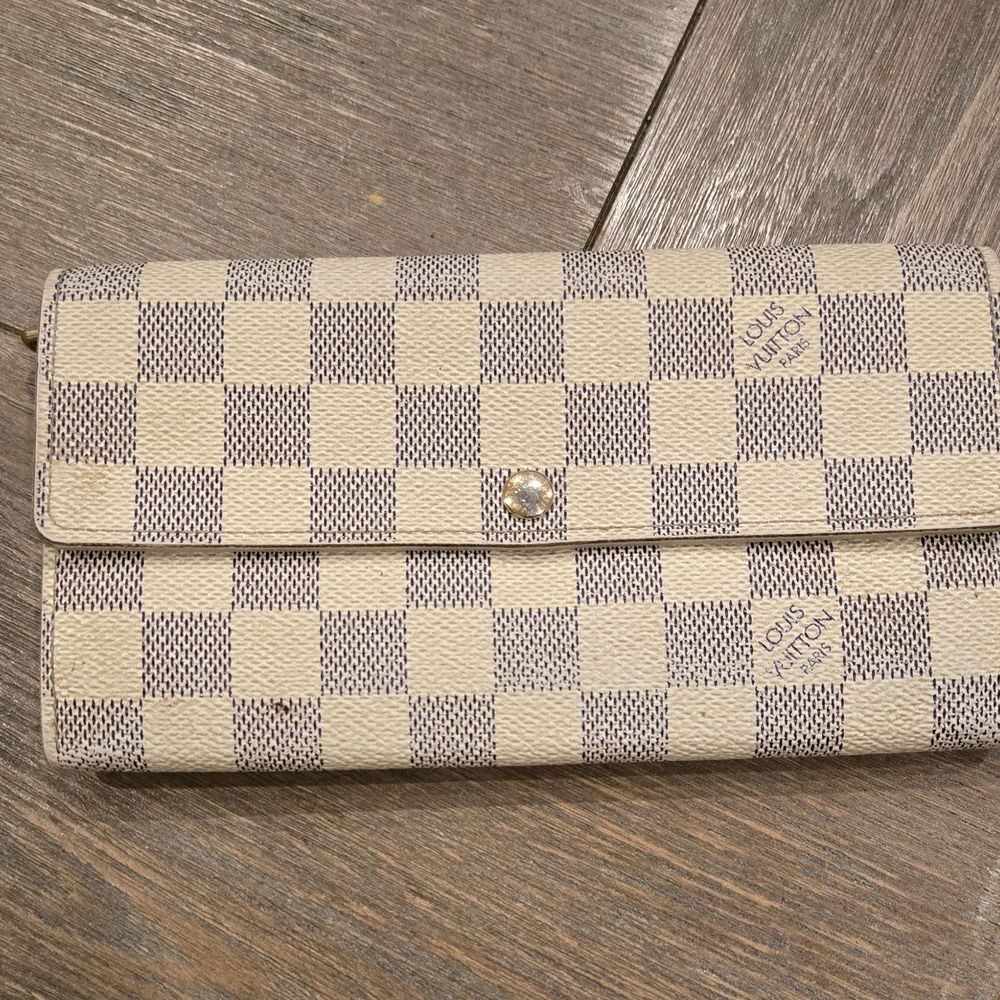 Louis Vuitton Damier Azur Checkered Cream and Blue Wallet